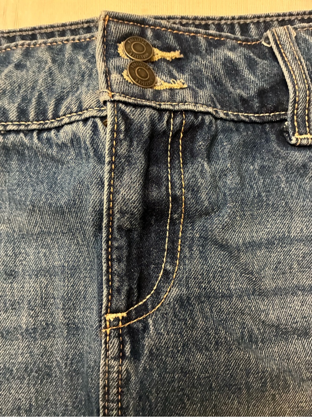 Hollister Mid-Blue Denim Mini Skirt with Dual Button Waist - Picture 2 of 10